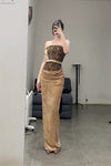 OUDE WAAG lace stitching tube top top OW-23SS-TP01 olive green